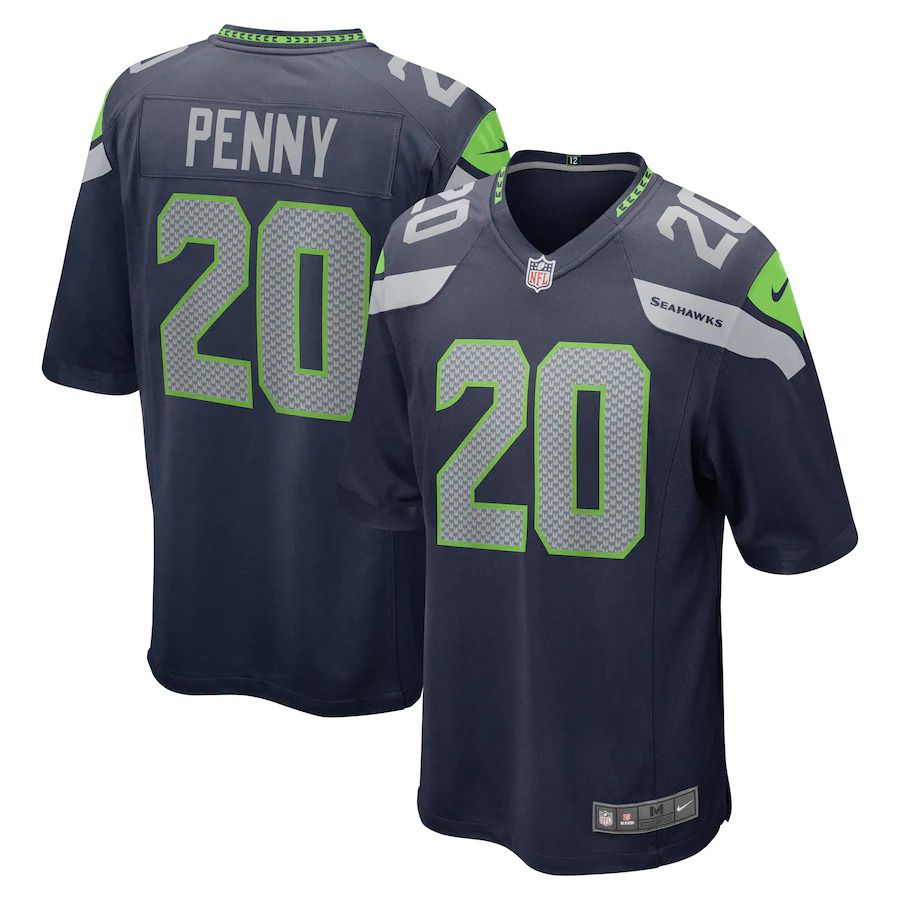 Men Seattle Seahawks #20 Rashaad Penny Nike College Navy Game NFL Jersey